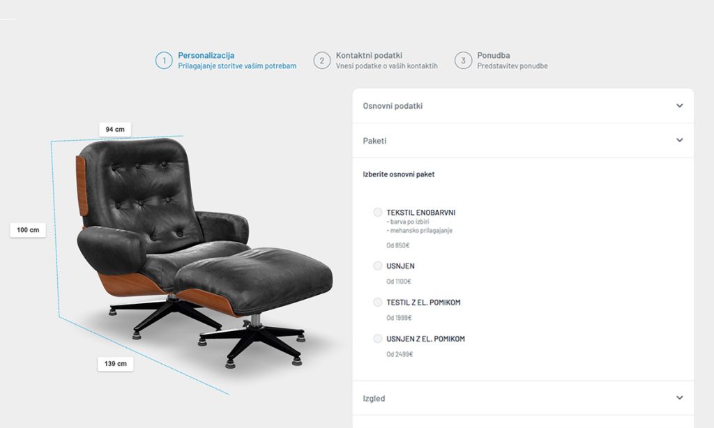 Primer konfiguratorja pohištva