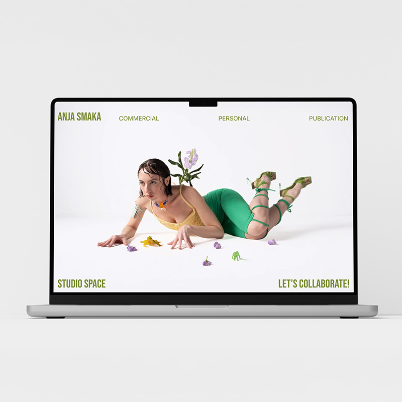 Anja Smaka spletna stran mockup
